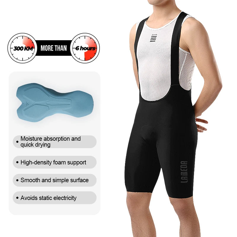 Lameda Men Cycling Bib Shorts Breathable Mountain Bike Padded Shorts