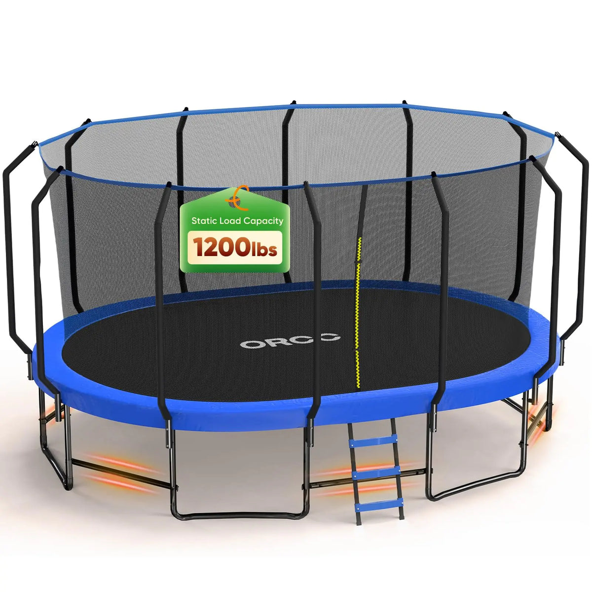 ORCC Oval Outdoor Trampoline with Safety Net - Recreational Gymnastics Trampoline for Kids, Heavy-Duty Galvanized Steel Frame