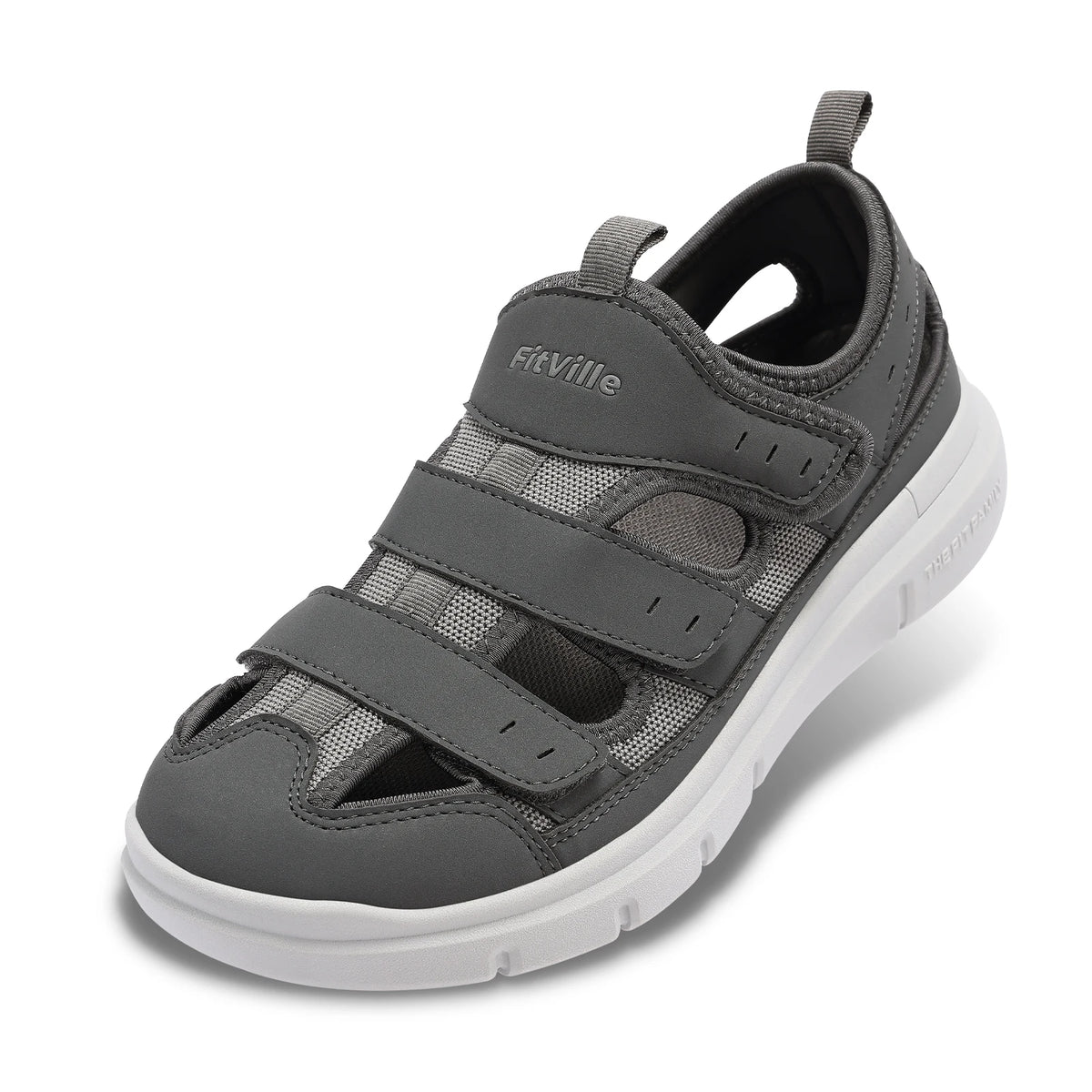 FitVille Men's Sandals Wide Design Diabetic Shoes Lightweight Breathable for Swollen Feet with Arch Support Sandals