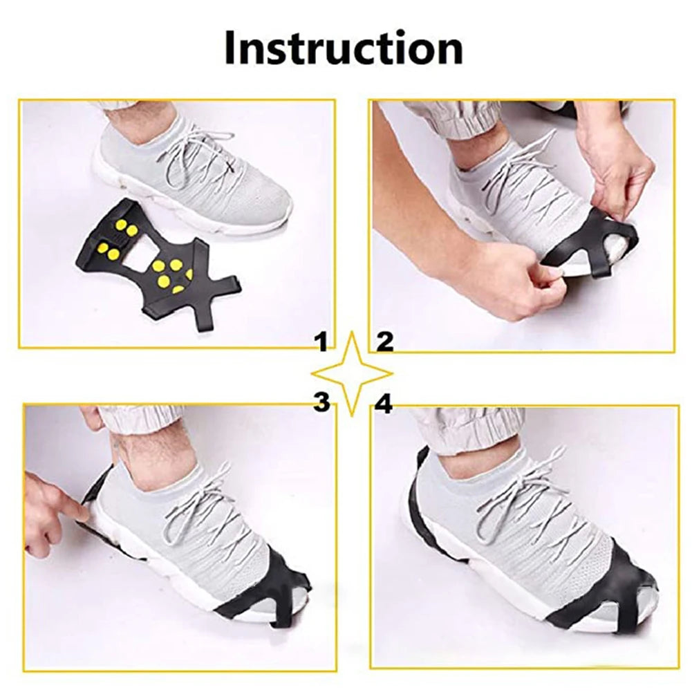 10 Teeth Mountaineering Cleats Anti-Slip Snow Claw Shoe Covers Unisex Boots Snow Cleats Walking Hiking Accessories
