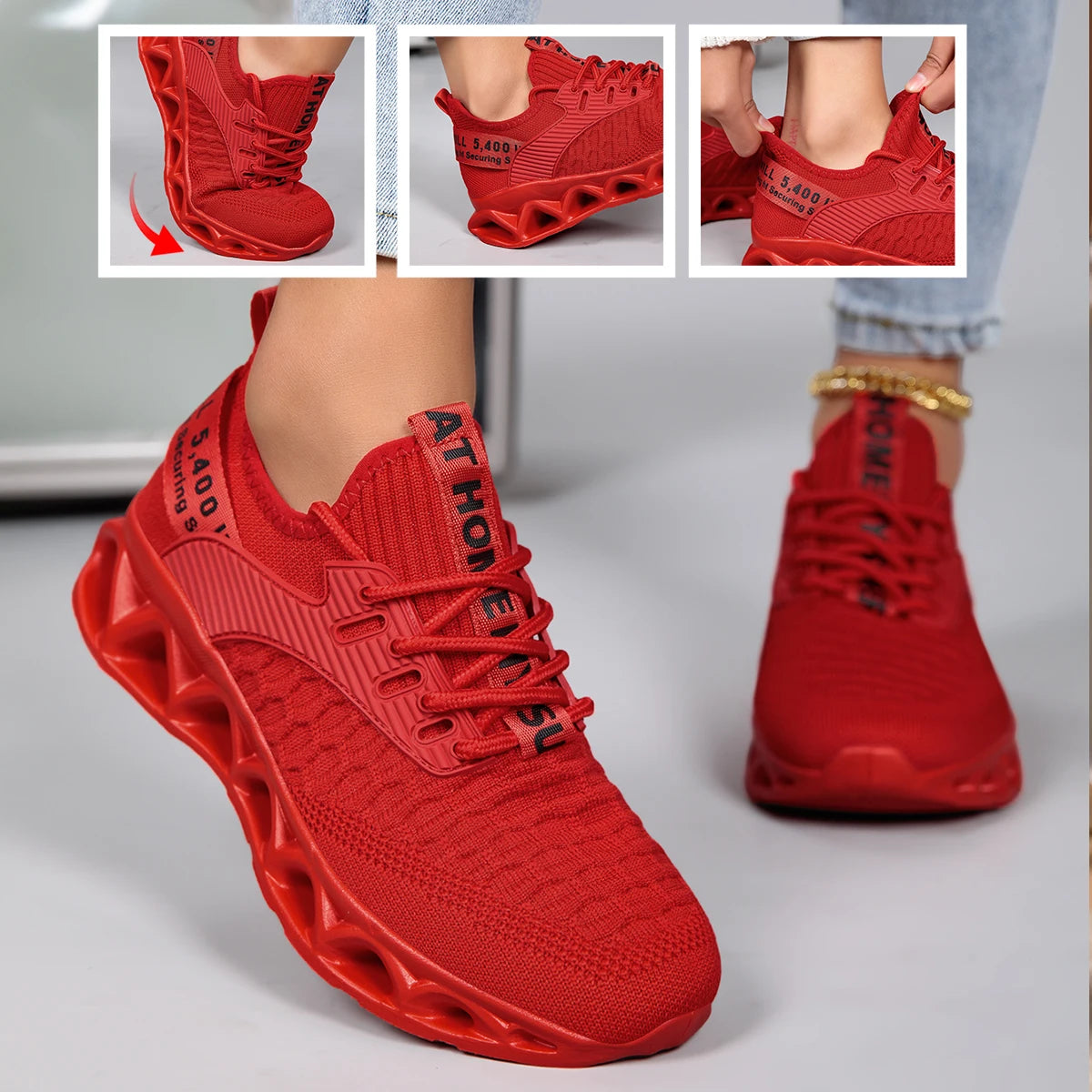 Unisex Knit Breathable Running Shoes With Lightweight Non Slip
