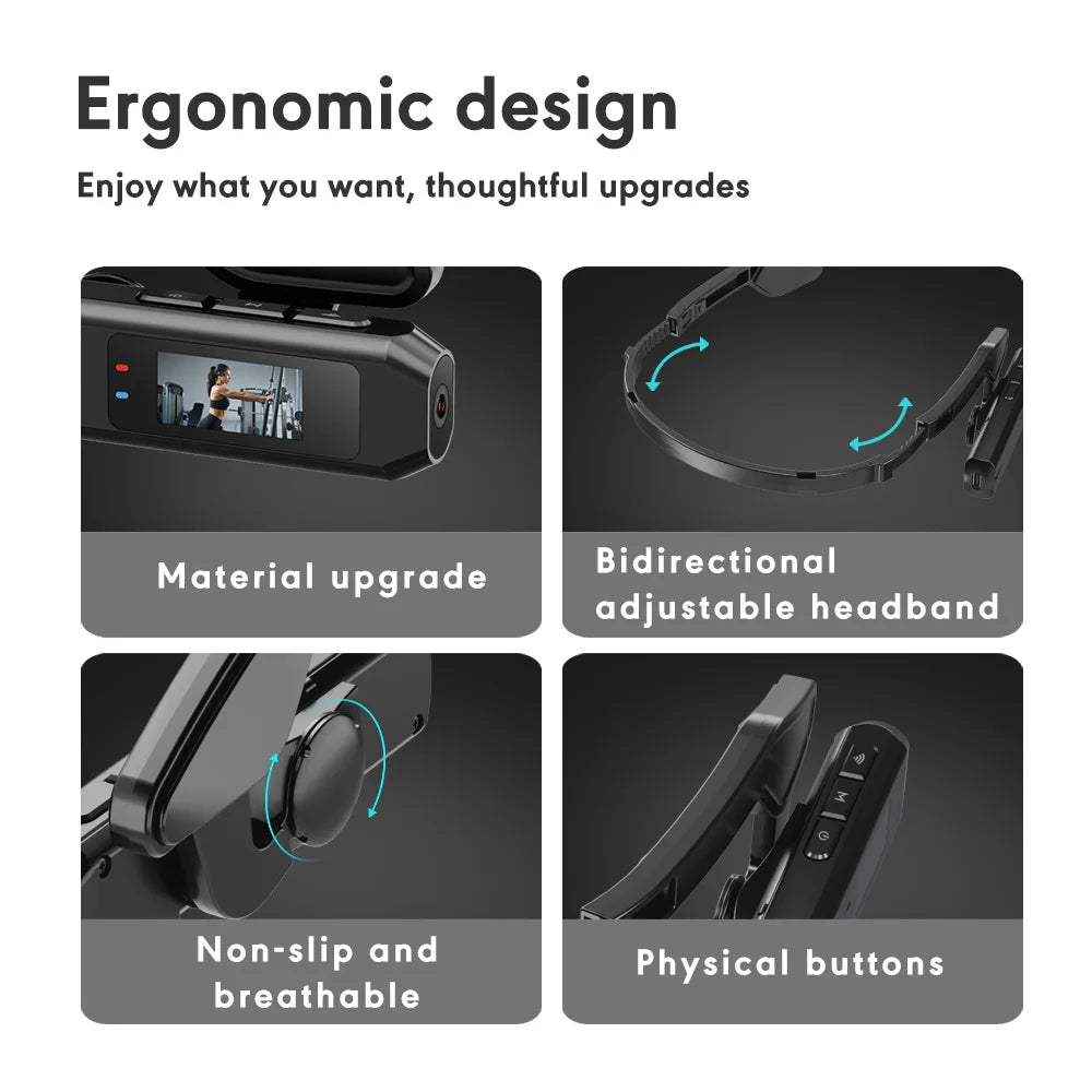 Portable Head Mounted Sports Camera Mini HD 2.7K/60FPS Wearable Camera 110°Wide Angle Lens WiFi APP Control Video Camcorder