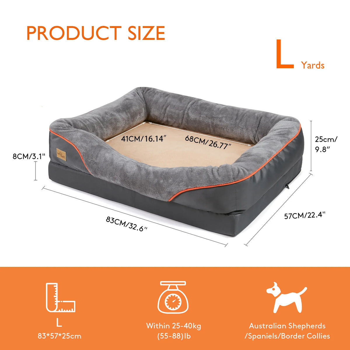 Bingopaw Waterproof Warm Fleece Dog Bed With Removable Washable Cover