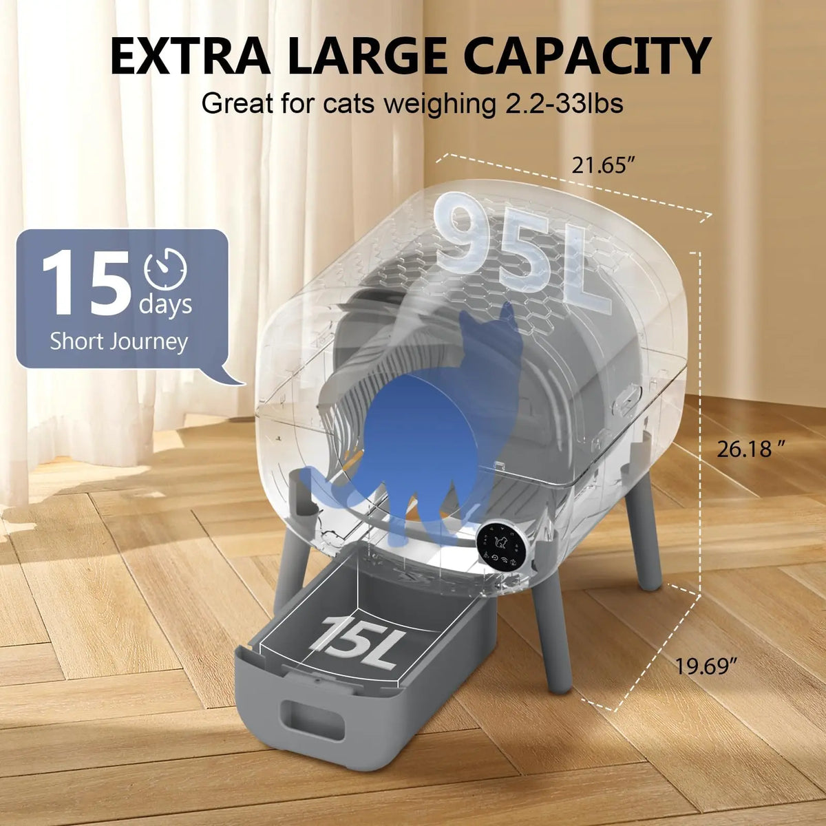 Automatic Smart Self Cleaning Cat Litter Box With App Control