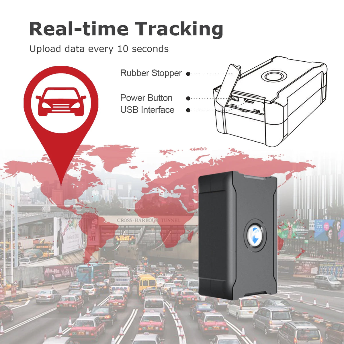 Wanwaytech 4G GPS Tracker Real-Time Car Locator Overtaking Alarm Route Playback