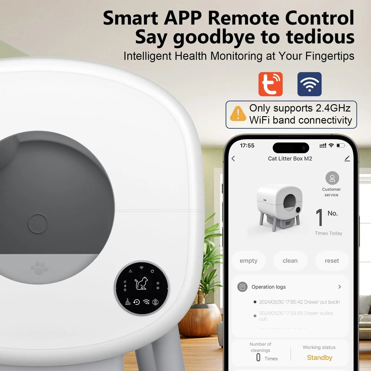 Automatic Smart Self Cleaning Cat Litter Box With App Control