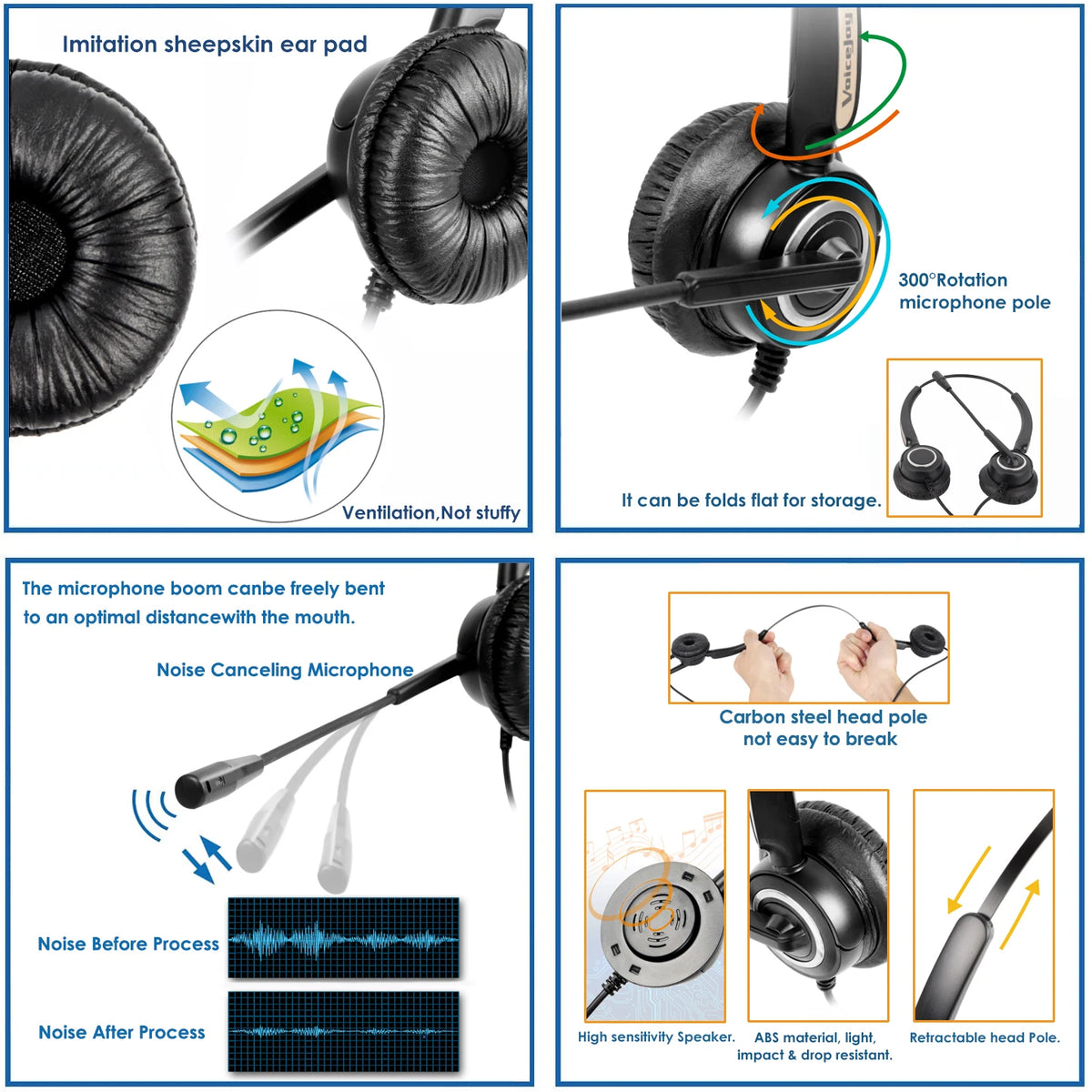 VoiceJoy RJ9 plug Headset office phone headset For ONLY CISCO IP telephone 794X 796X 99XX 8921 8941 8945 6911 6921 7945