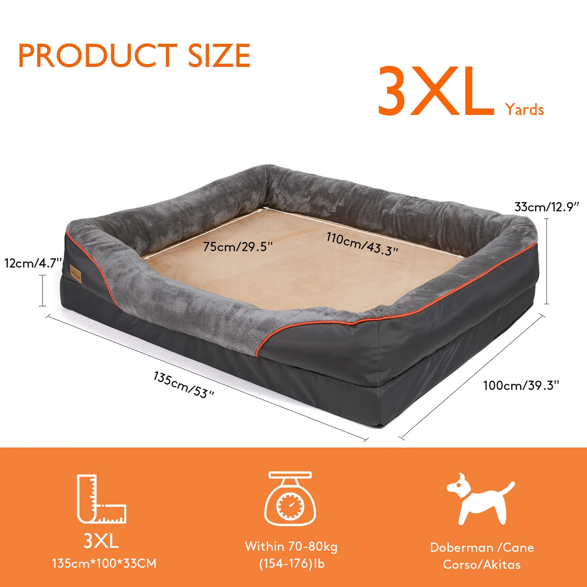 Bingopaw Waterproof Warm Fleece Dog Bed With Removable Washable Cover