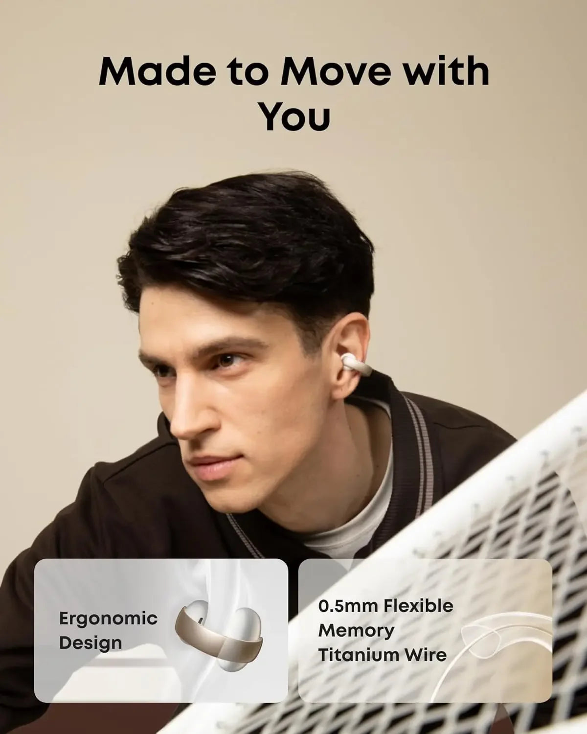 Soundcore AeroClip by Anker, Open-Ear Earbuds, Clip-On Headphones, Adaptive Comfort, Clear Calls with 4 Mics and AI,