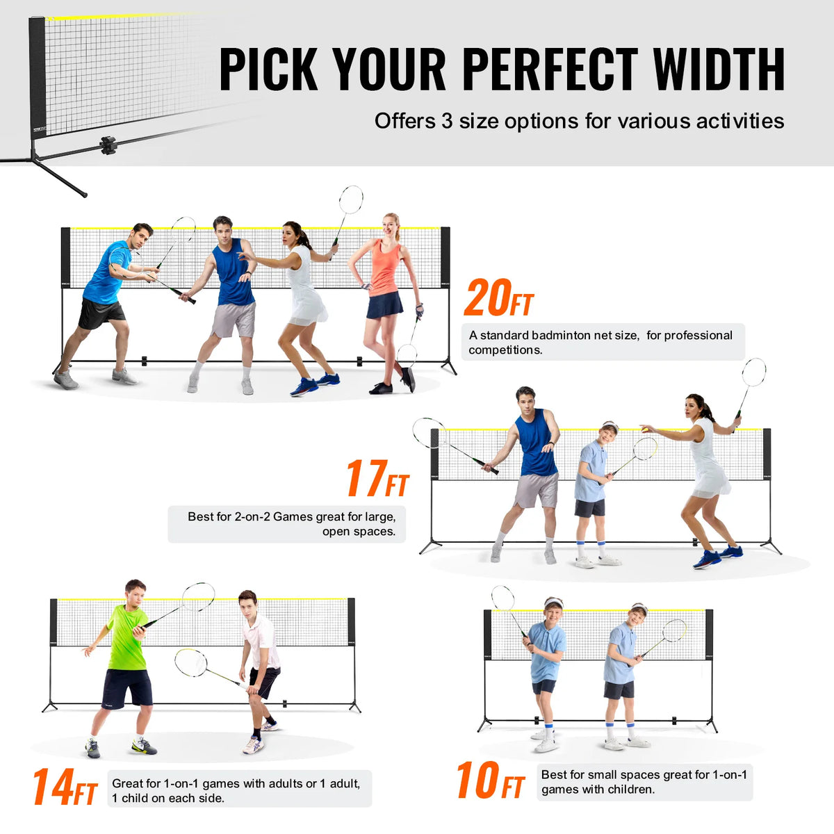 Adjustable Badminton Net Set For Outdoor Court Games