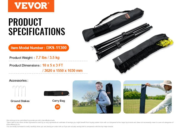 Adjustable Badminton Net Set For Outdoor Court Games