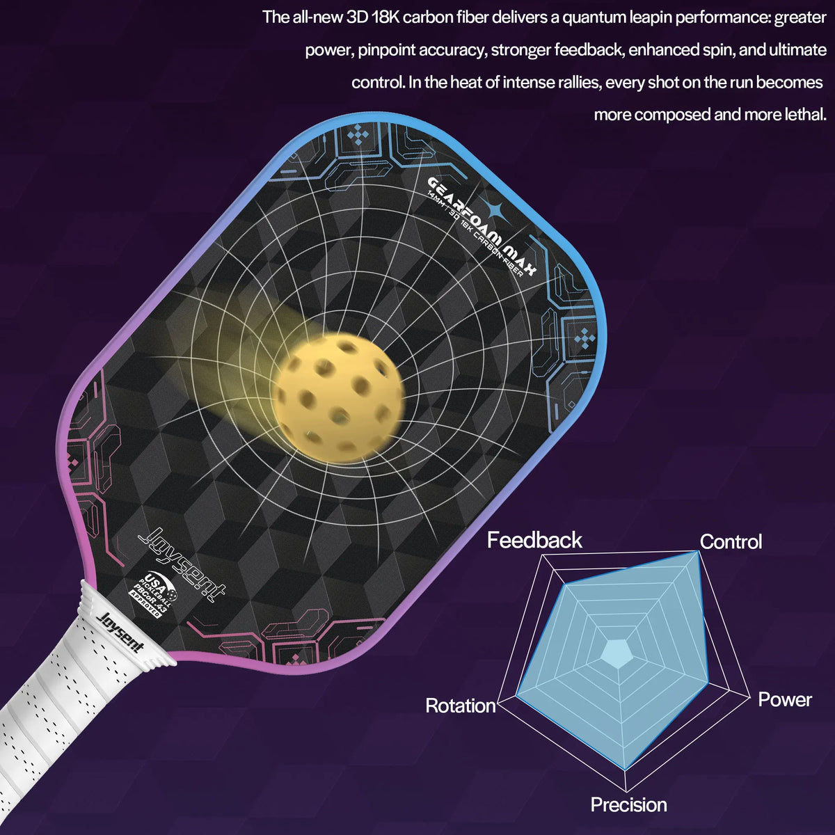 Joysent Usapa Certified 3D Carbon Fiber Pickleball Paddle