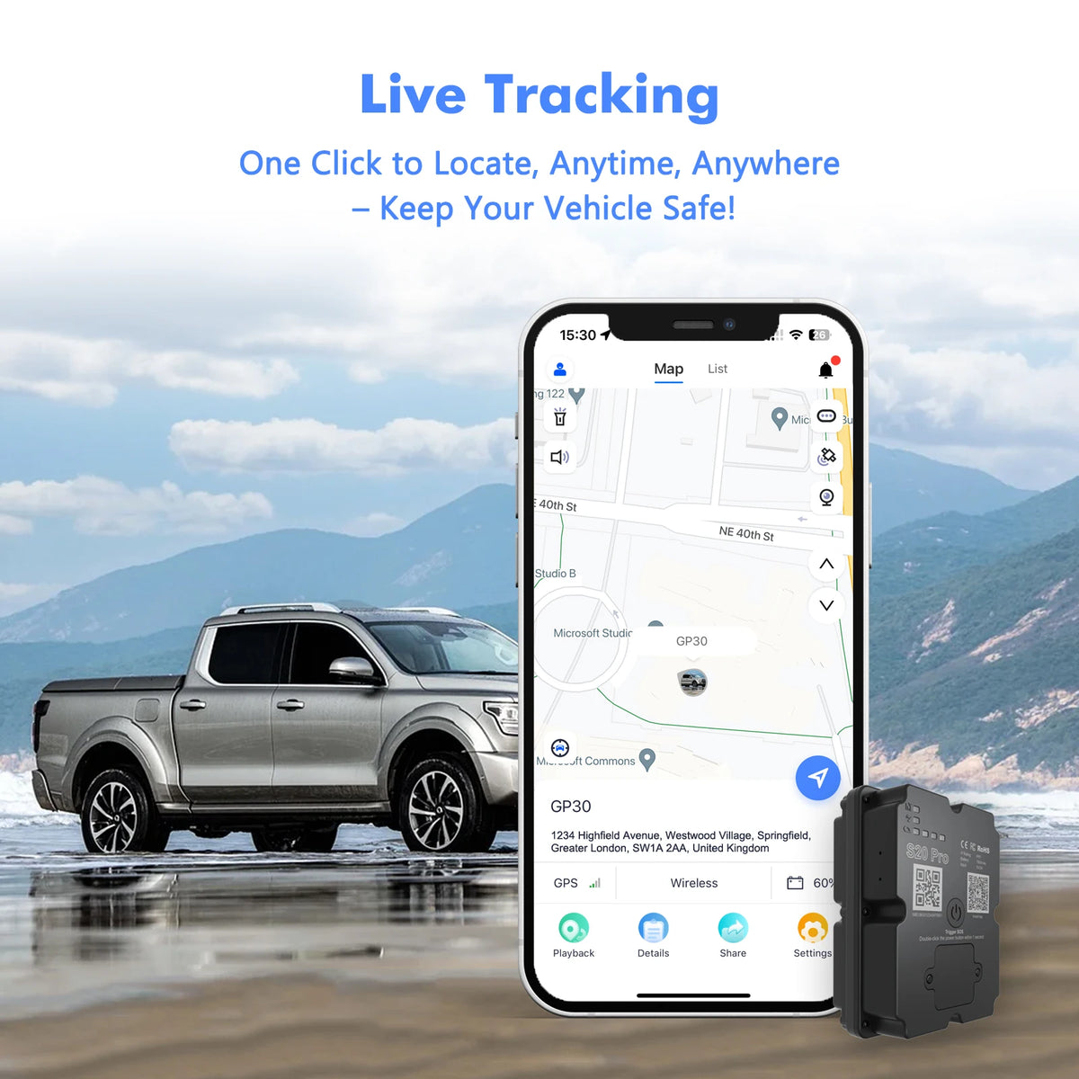 [For Vehicles]4G GPS 7500mAh 45-Days Battery Life Strong Magnetic Installation(Subscription Required)Car Truck Anti-theft Device