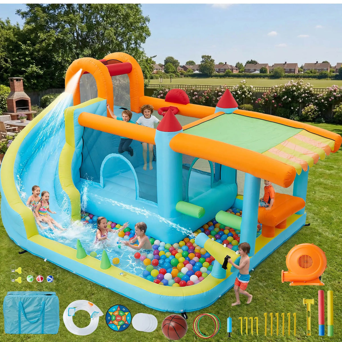 14FT HImiss Kids Bounce House With Slide And Blower
