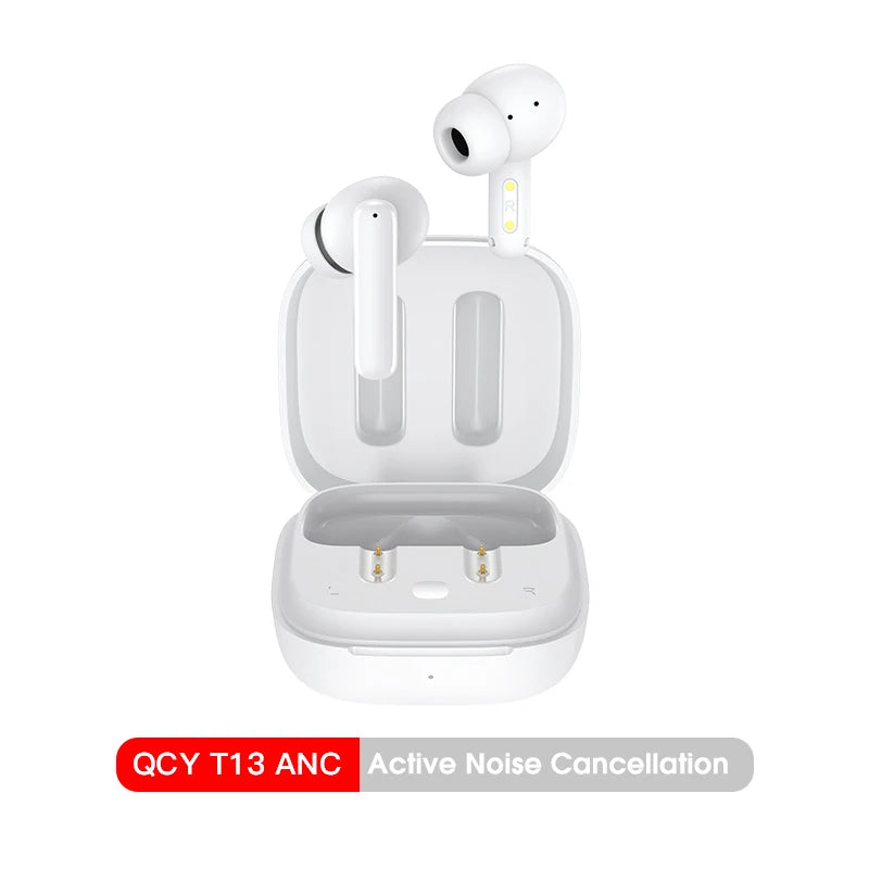QCY T13 ANC Wireless Earphones Bluetooth 5.3 28dB Active Noise Cancellation Headphones 4 Mics ENC TWS Earbuds 68ms Low Latency
