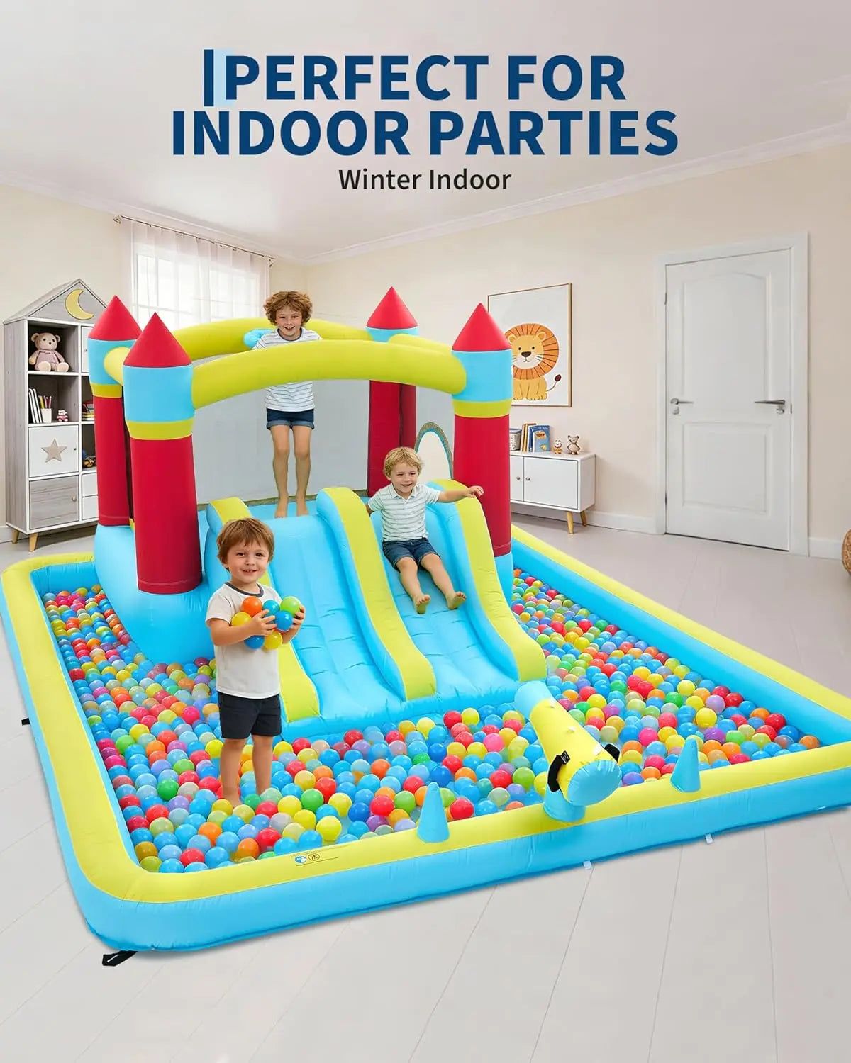 Indoor Outdoor Bounce House for Kids Inflatable Jump Castle with Slide & Blower – Home Backyard or Commercial Play Family Fun