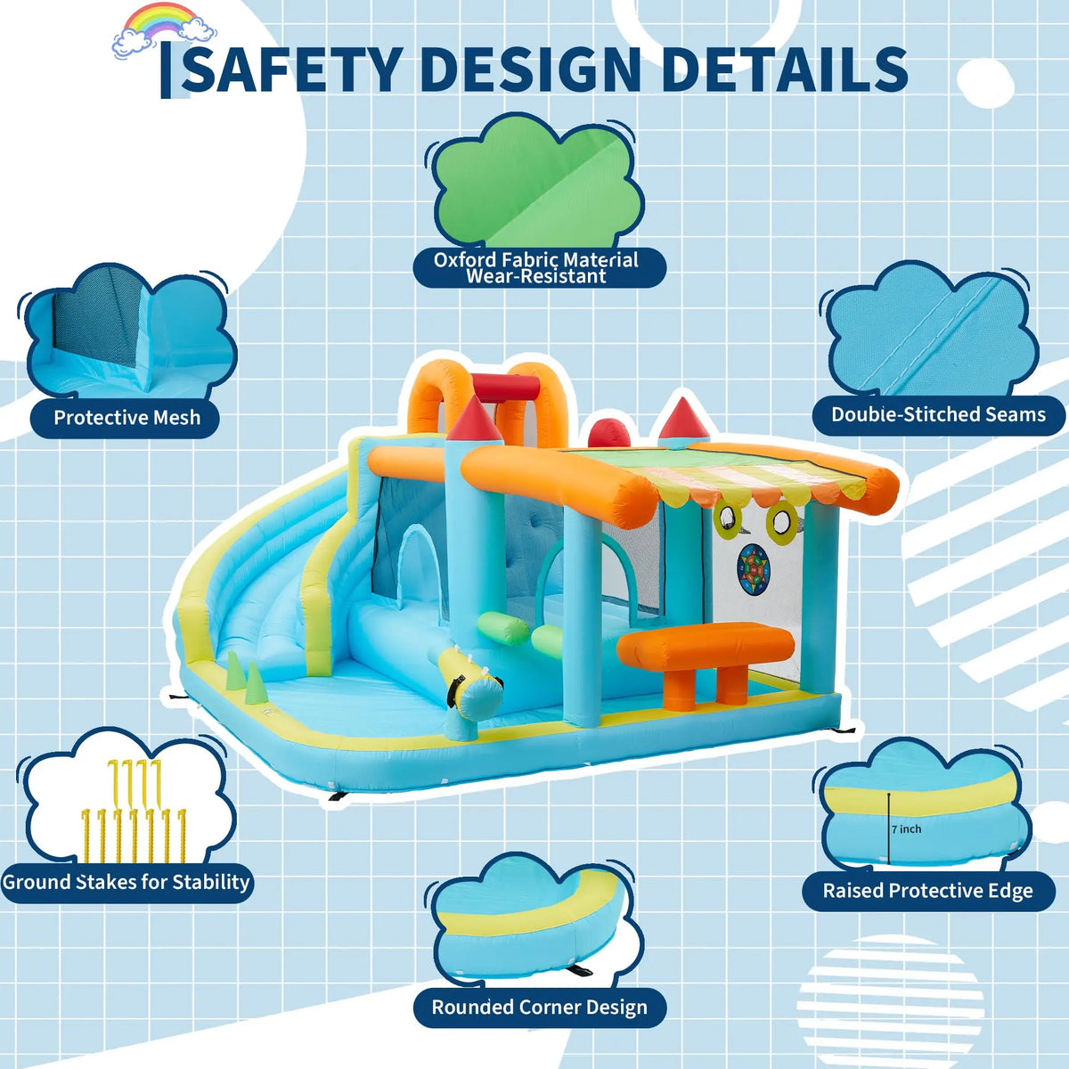 14FT HImiss Kids Bounce House With Slide And Blower