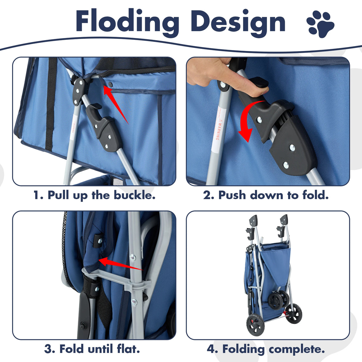 Dumos Foldable Pet Stroller With All Terrain Shock Absorber