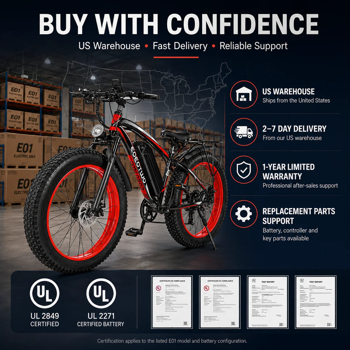 EOEOTWO Heavy Duty Ebike, 400 LBS Capacity, 65Nm High Torque, Front Suspension, Rear Rack, 5 Riding Modes, Phone Holder with Charging