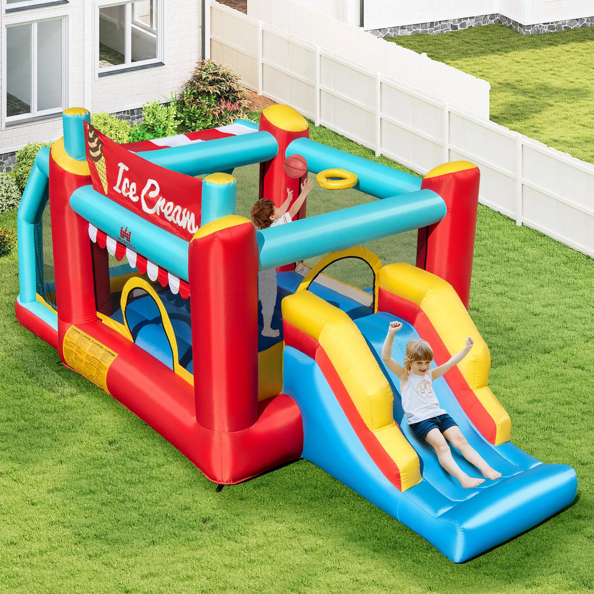 5 In 1 Inflatable Ice Cream Bounce House Jumping Castle Party Play Tent