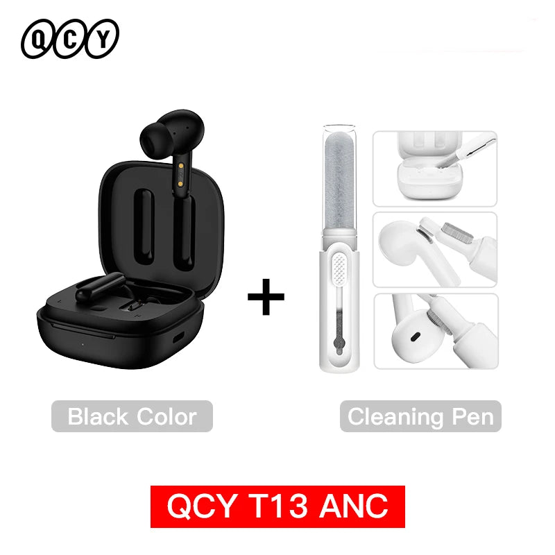QCY T13 ANC Wireless Earphones Bluetooth 5.3 28dB Active Noise Cancellation Headphones 4 Mics ENC TWS Earbuds 68ms Low Latency