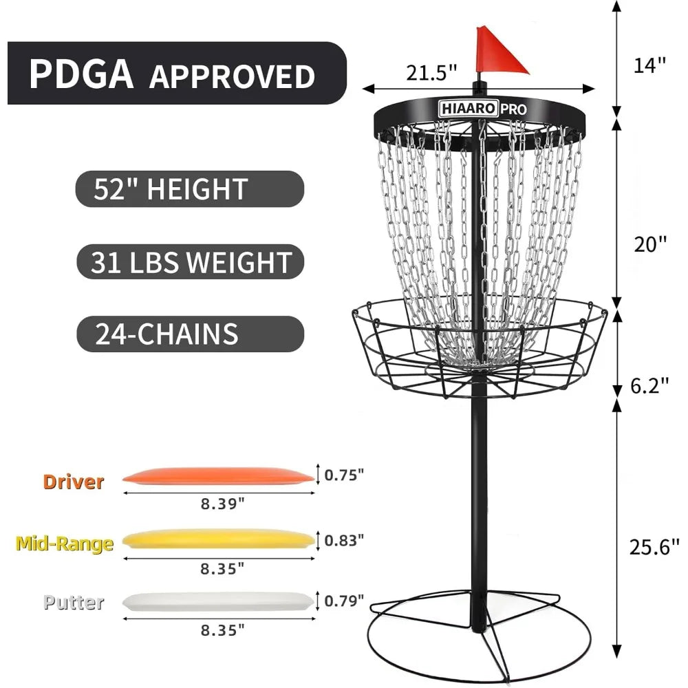 Living PDGA Approved PRO Disc Golf Basket, Portable Disc Golf Target with Heavy Duty 24 Chains,Professional Disc - Free Delivery