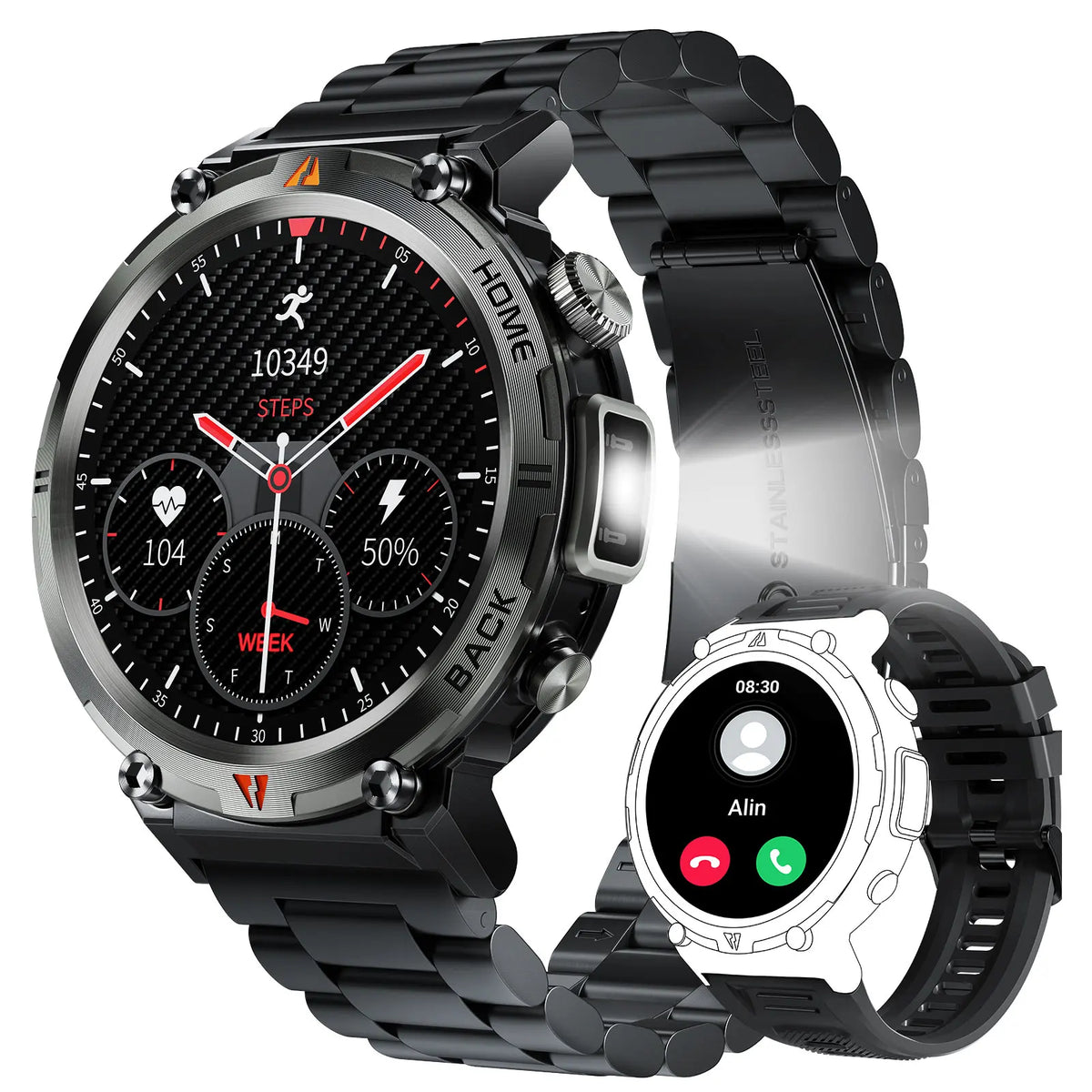 Eigiis Ke3 Bluetooth Smartwatch With Heart Rate And Flashlight