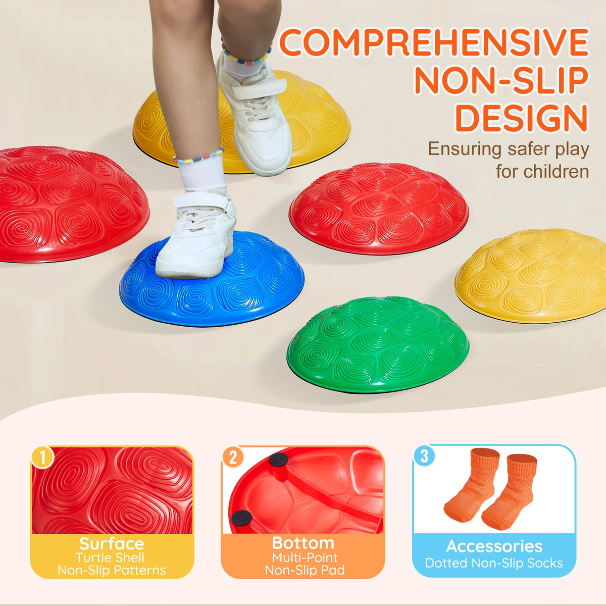 SucceBuy 6 Pcs Kids Turtle Balance Stepping Stones Set