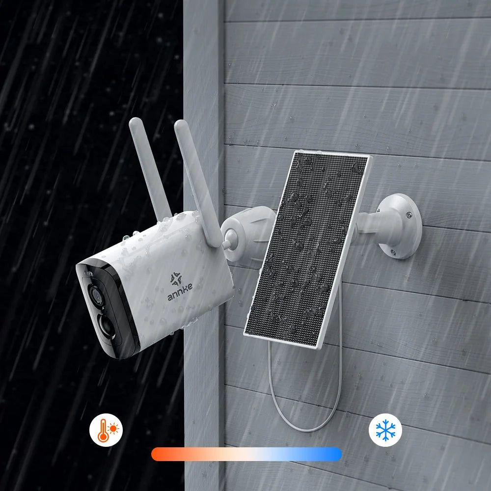 ANNKE 4MP Solar Battery Powered Wireless Security Camera PIR Motion Sensor 2.4Ghz WiFi Two-way Audio Motion Outdoor IP Camera
