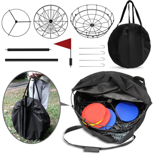 Portable Disc Golf Basket With 24 Chains Indoor Outdoor Practice