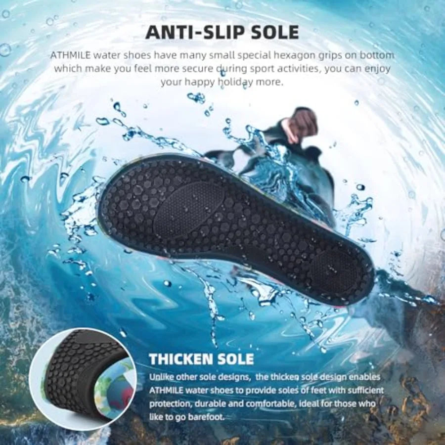 ATHMILE Water Shoes for Wo Barefoot Quick-Dry Aqua Socks for Beach Swim Pool River Yoga Lake Surf Sport Shoes Cruise Essentials