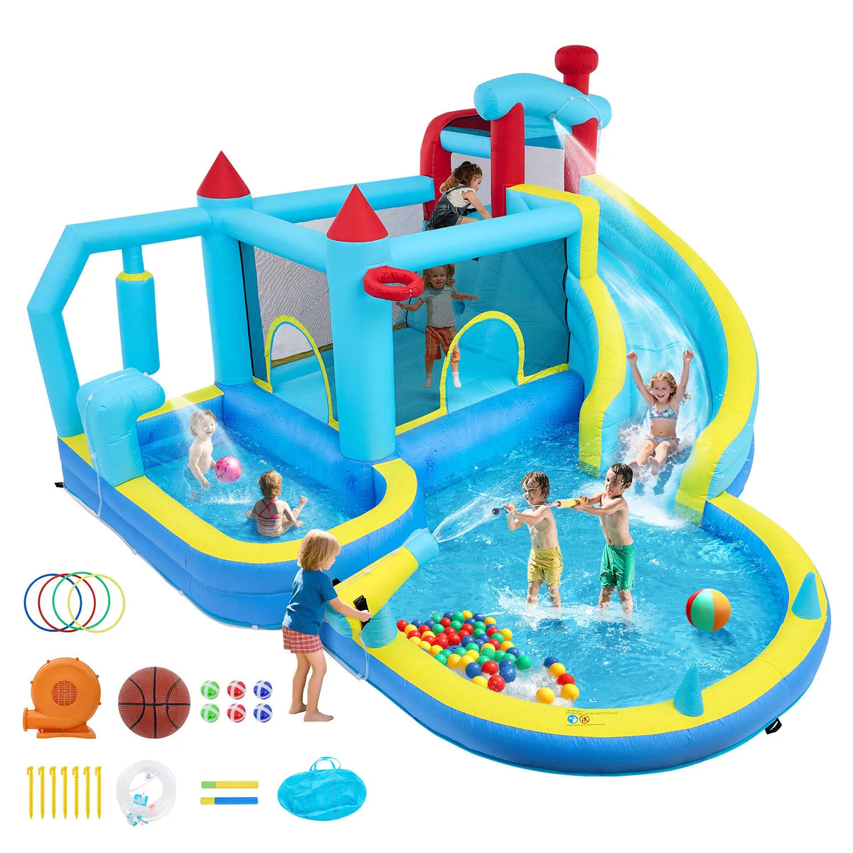 Indoor Outdoor Bounce House for Kids Inflatable Jump Castle with Slide & Blower – Home Backyard or Commercial Play Family Fun