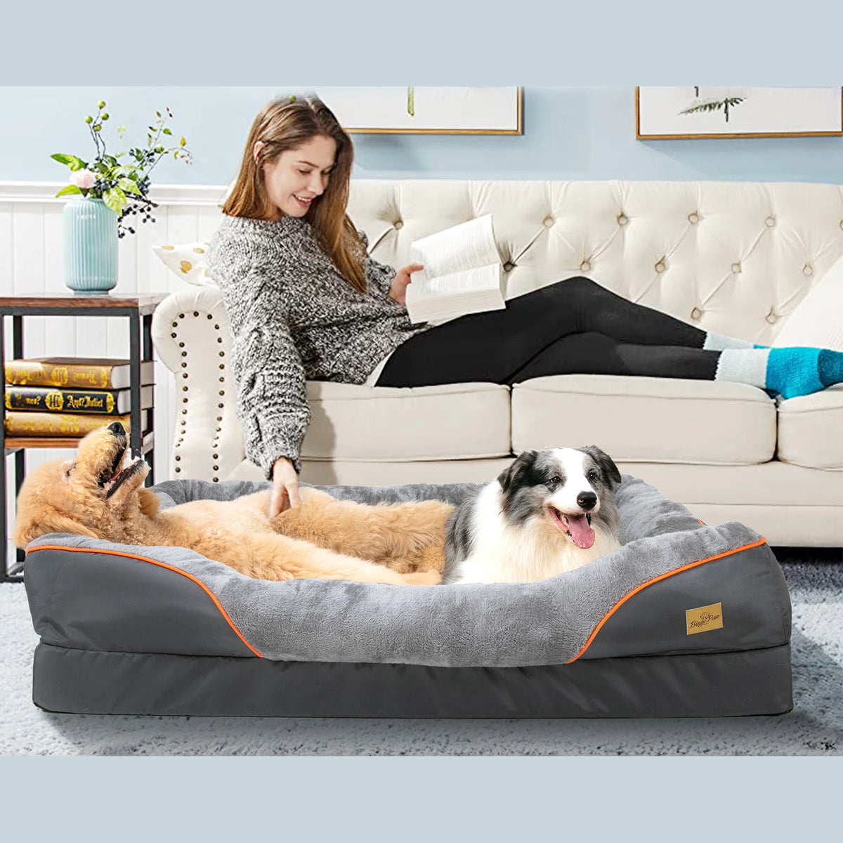 Bingopaw Waterproof Warm Fleece Dog Bed With Removable Washable Cover