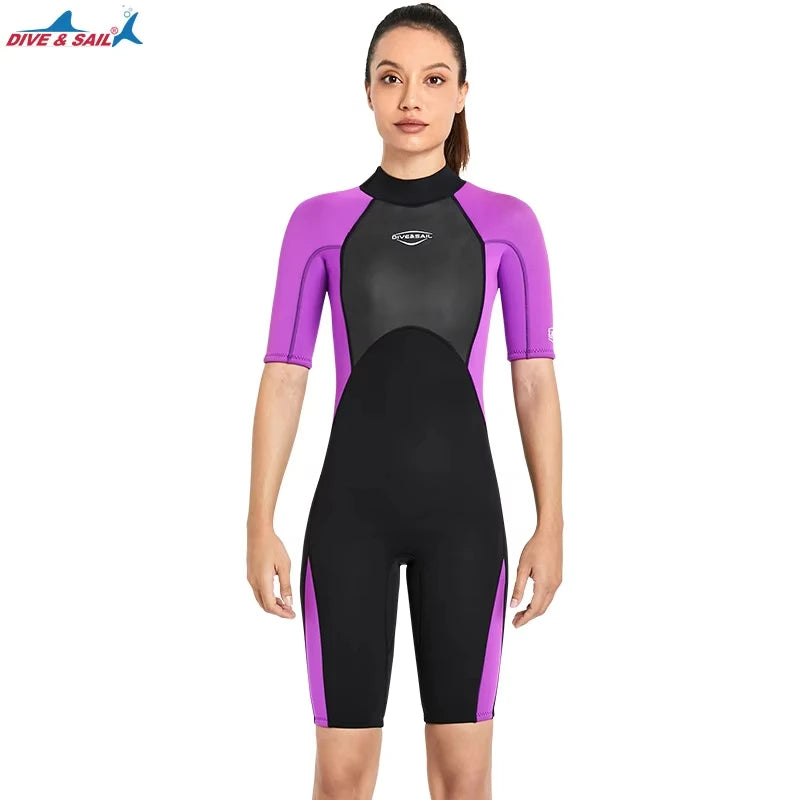 Men Women Short Sleeve Neoprene Wetsuit Snorkeling Scuba Diving Suit