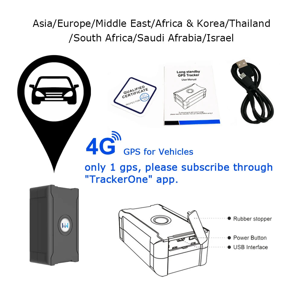 Wanwaytech 4G GPS Tracker Real-Time Car Locator Overtaking Alarm Route Playback