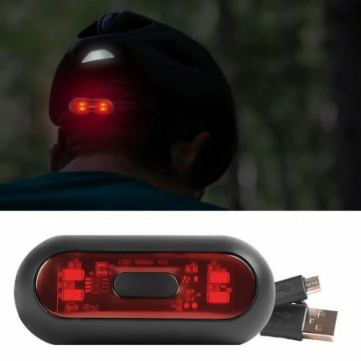 Waterproof Motorcycle Rear LED Helmet Light With Always On/ Flash/ Warning Mode USB Cable Motorcycle Accessories