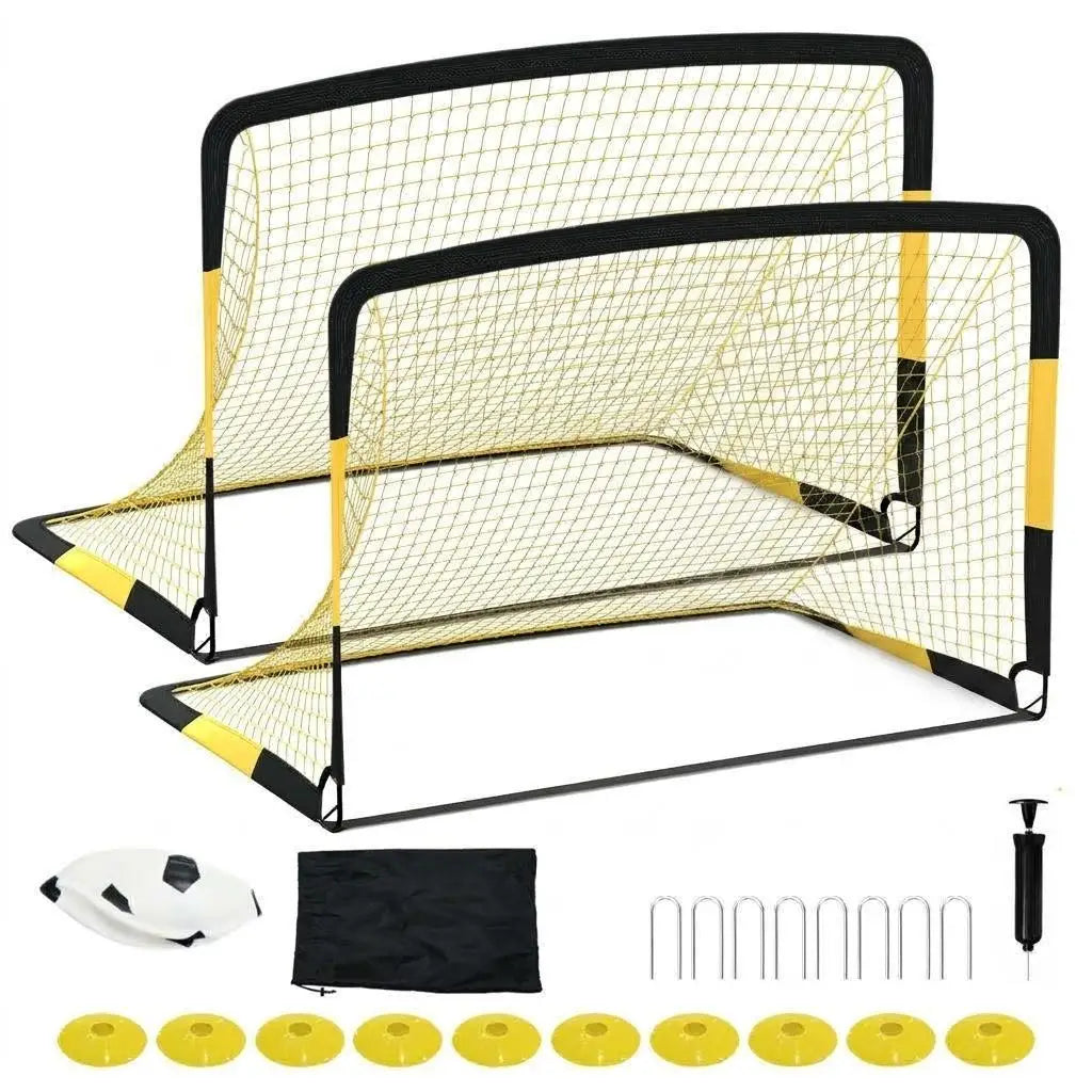 Soccer Goals, 12x6/ 6x4 FT Soccer Goal Set, Soccer Training Equipment Quick Setup, Portable Net Collapsible Metal Base