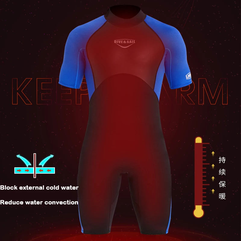 Men Women Short Sleeve Neoprene Wetsuit Snorkeling Scuba Diving Suit
