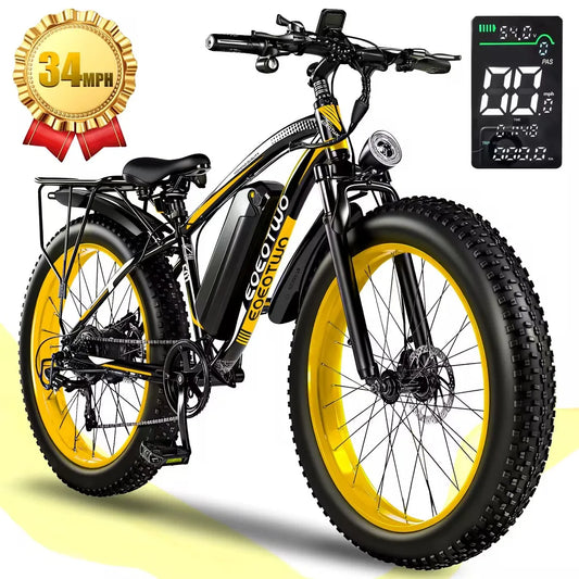 EOEOTWO Heavy Duty Ebike, 400 LBS Capacity, 65Nm High Torque, Front Suspension, Rear Rack, 5 Riding Modes, Phone Holder with Charging