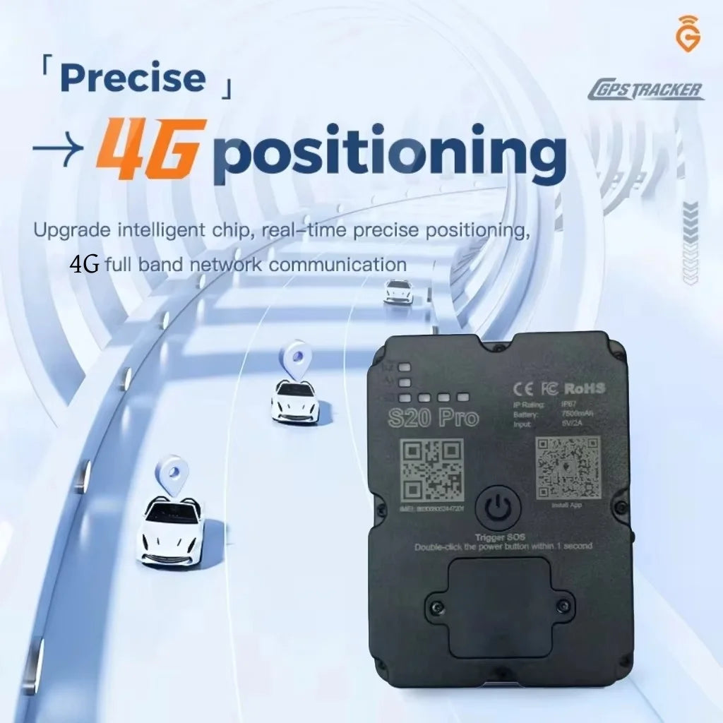 4G GPS Tracker 7500mAh Strong Magnetic Real-Time Locator for Car Motorcycle Bicycle Vehicle Tracking Device APP Control