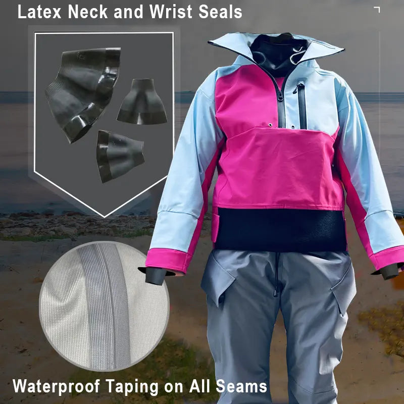 Women's Waterproof Dry Suit For Cold Water Kayaking Sports