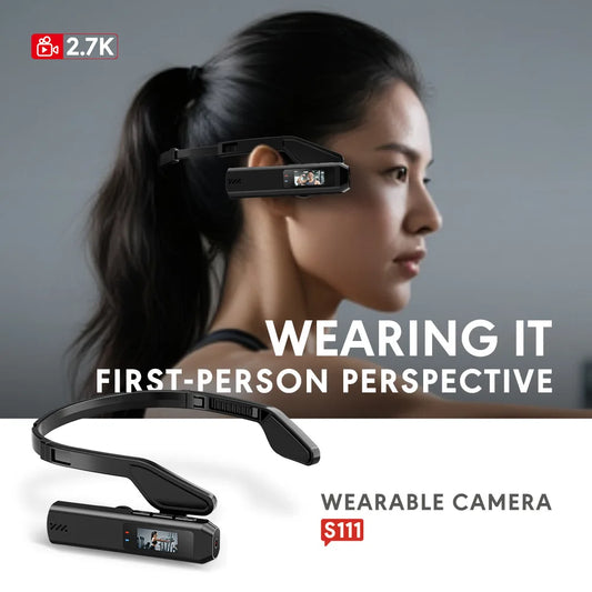 Portable Head Mounted Sports Camera Mini HD 2.7K/60FPS Wearable Camera 110°Wide Angle Lens WiFi APP Control Video Camcorder