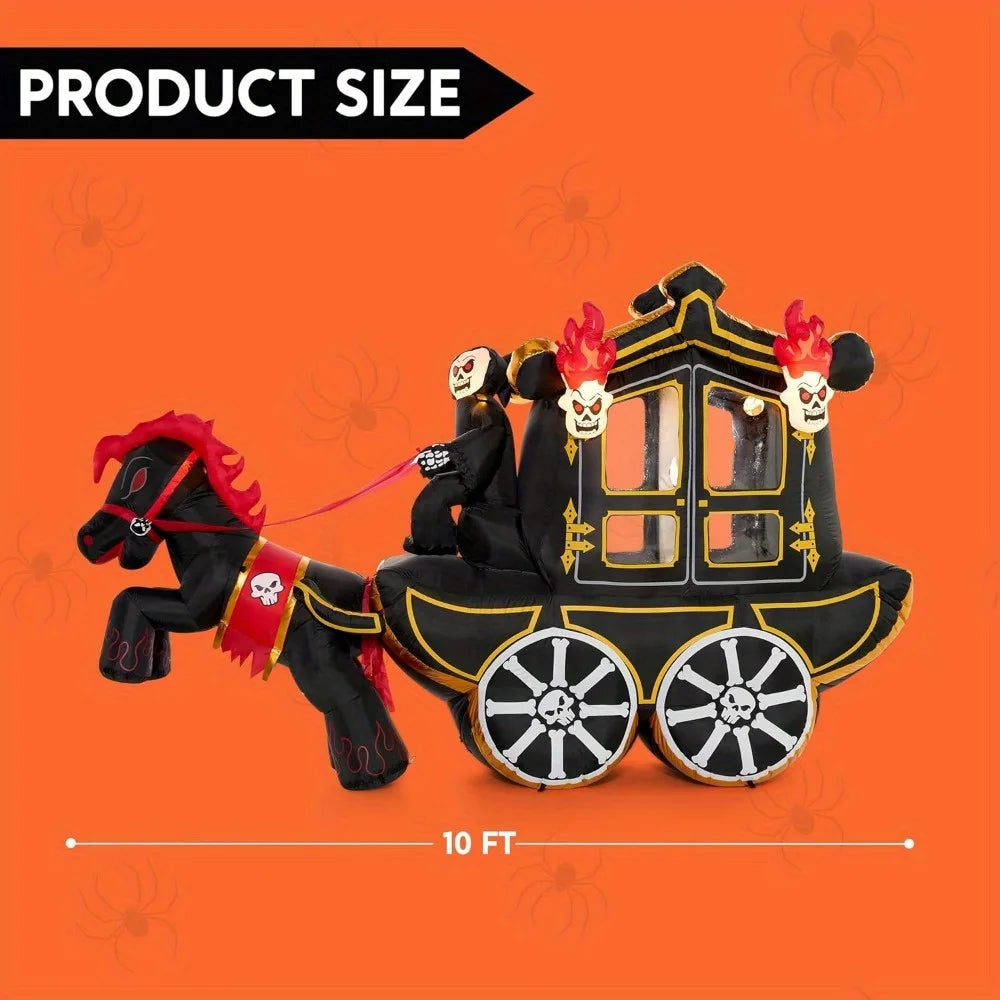 Joyfy Halloween Inflatable Carriage With LED Lights Outdoor Decor
