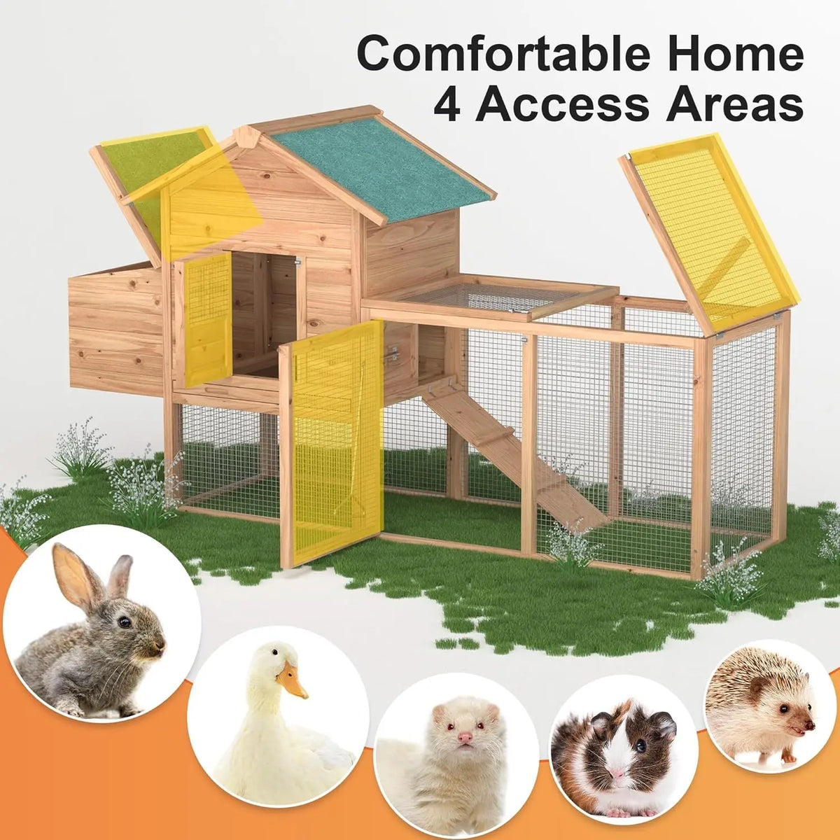 Outdoor Wooden Chicken Coop For 2 To 4 Chickens With Ramp And Waterproof Roof