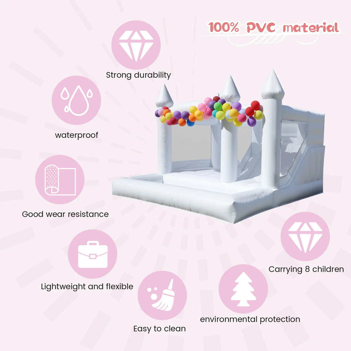 13ft Commercial PVC White Bounce House Inflatable Wedding Castle for Adult Kids Children's playground, children's toys