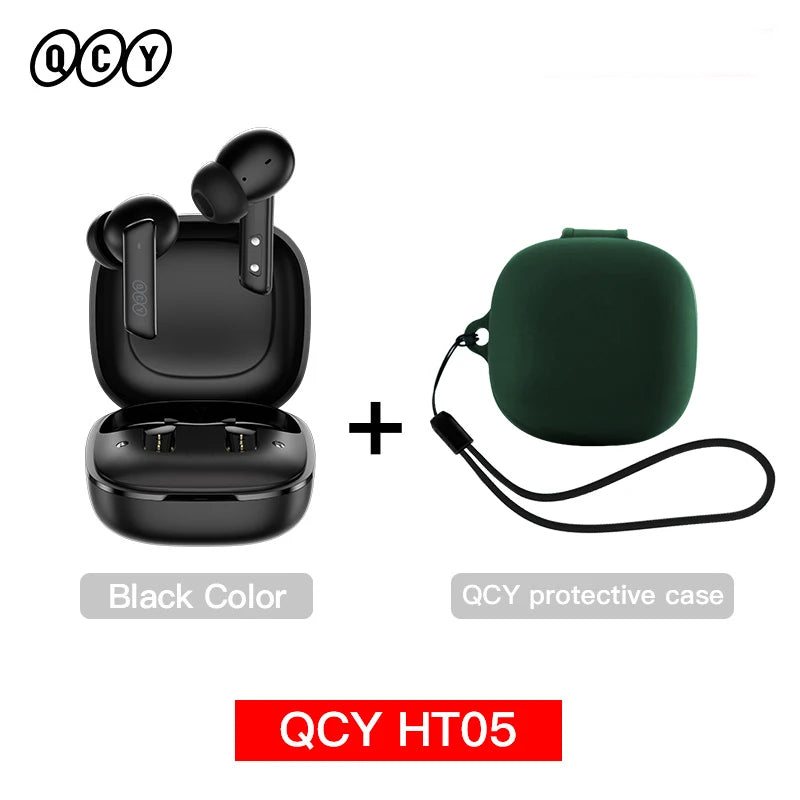 QCY HT05 ANC Wireless TWS Bluetooth 5.2 Earphones 40dB Active Noise Cancellation Headset in-Ear Mics Handfree Phone Earbuds