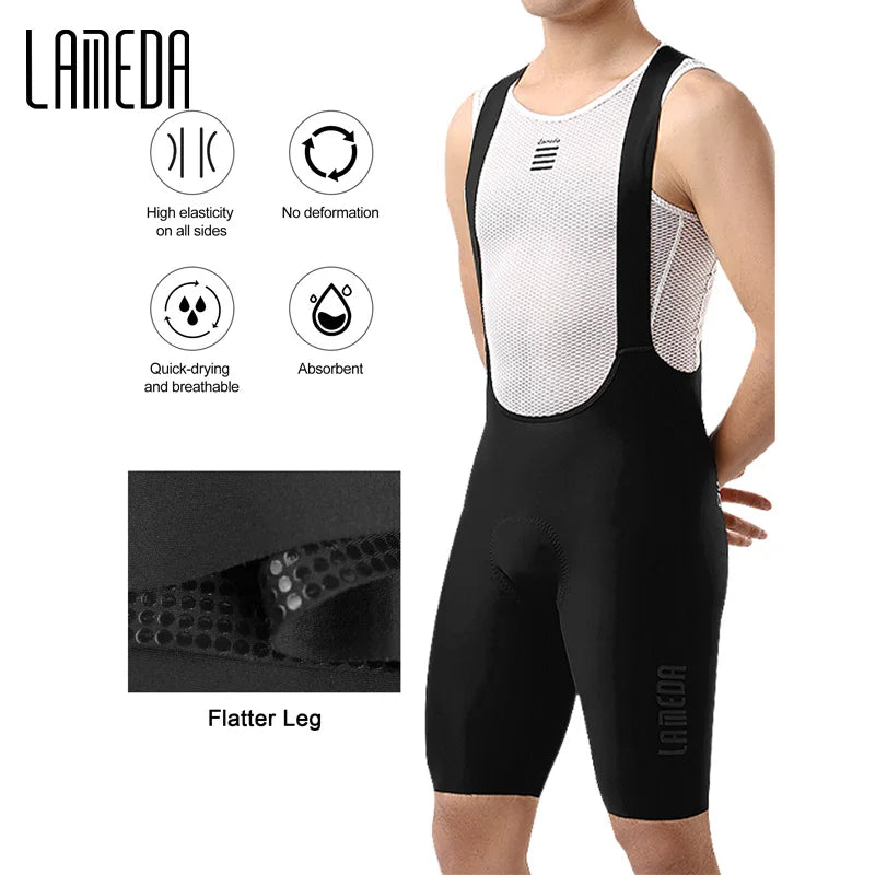 Lameda Men Cycling Bib Shorts Breathable Mountain Bike Padded Shorts