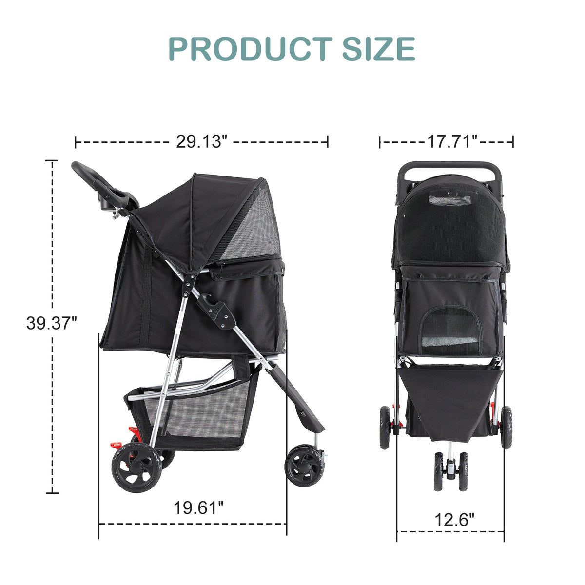 Dumos Foldable Pet Stroller With All Terrain Shock Absorber