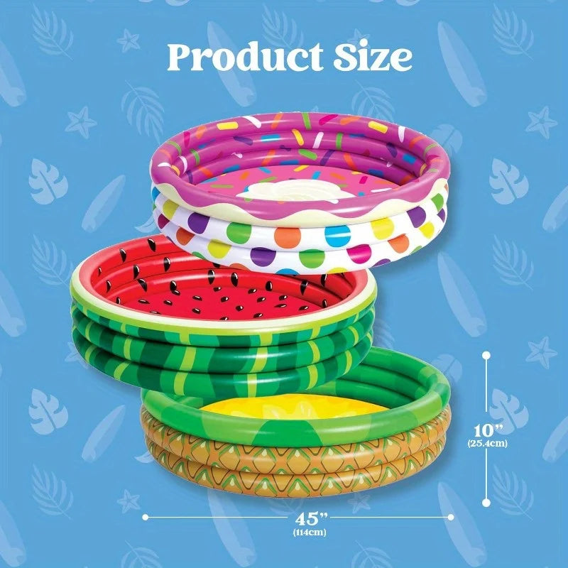 Joyfy 3 Pack Inflatable Kiddie Pools Watermelon Pineapple Cupcake Design