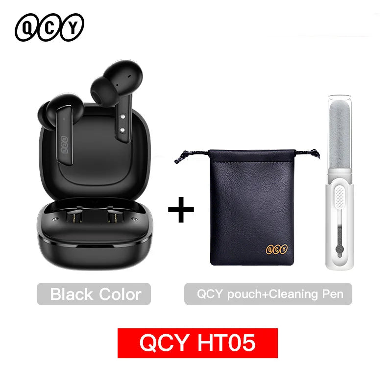 QCY HT05 ANC Wireless TWS Bluetooth 5.2 Earphones 40dB Active Noise Cancellation Headset in-Ear Mics Handfree Phone Earbuds